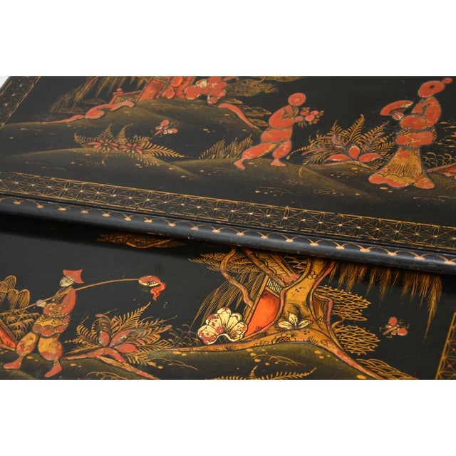 Antique Edwardian Lacquered Chinoiserie Nesting Tables, 1900, Set of 3 For Sale - Image 11 of 12