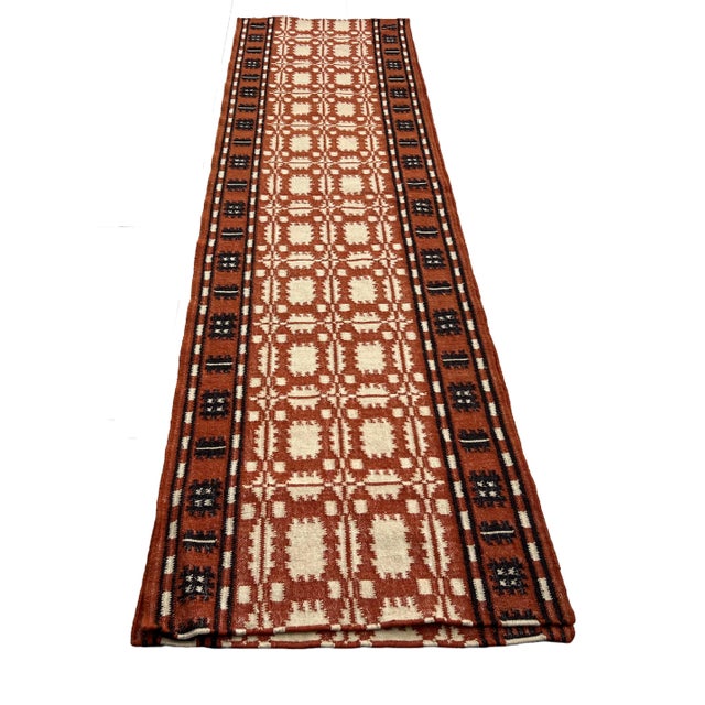 Not Yet Made - Made To Order Handmade New Zealand Wool Dhurrie Runner, Terracotta, Cream and Brown Geometric Dhurrie Runner - 2.5'x21.5' For Sale - Image 5 of 14