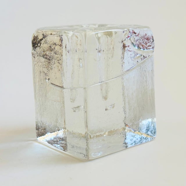 Mid 20th Century Glass Block Candle Holder For Sale - Image 5 of 10