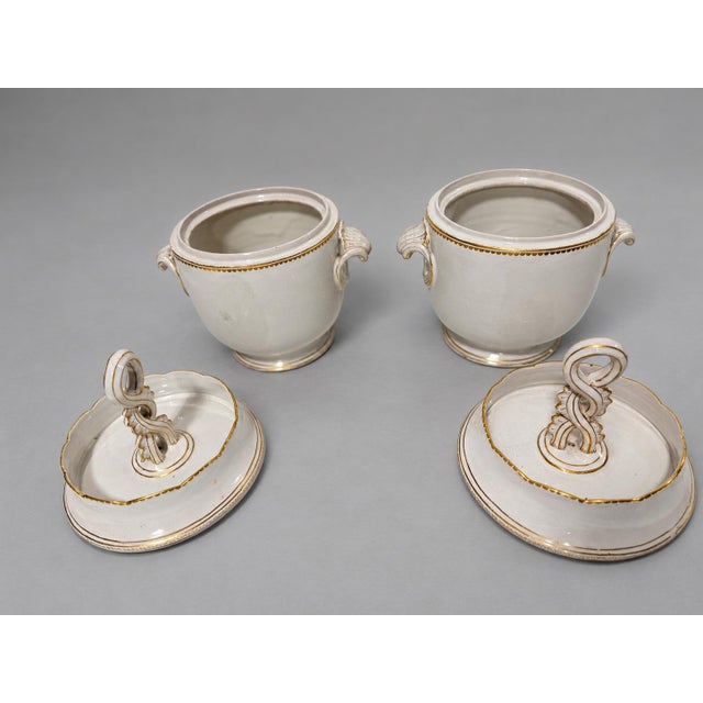 Cream Pair, French Old Paris Style Gilt Porcelain Fruit Coolers or Ice Pails 19th C. For Sale - Image 8 of 9