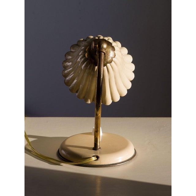 Vintage Brass Table Lamps with Enameled Corolla Lampshades, 1950s, Set of 2 For Sale - Image 9 of 15