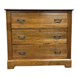 Vintage Victorian Eastlake Carved Three Drawer Chest of Drawers