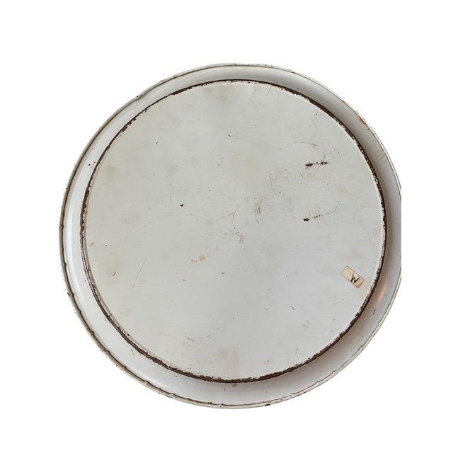 Navy Blue Maxey Floral Metal Serving Tray, 16-Inch Round, Folk Art Style Vintage MCM Boho For Sale - Image 8 of 8