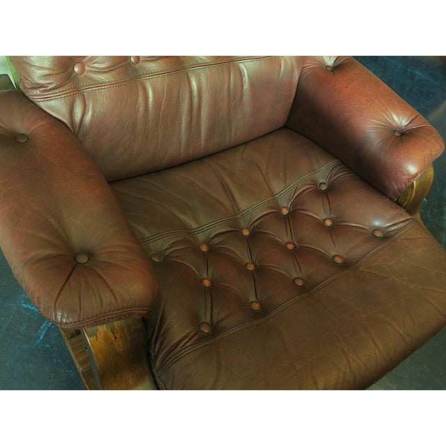 Brown Set of Mid-Century Modern Cantilever Lounge Chair and Ottoman, Norway, 1960s For Sale - Image 8 of 9