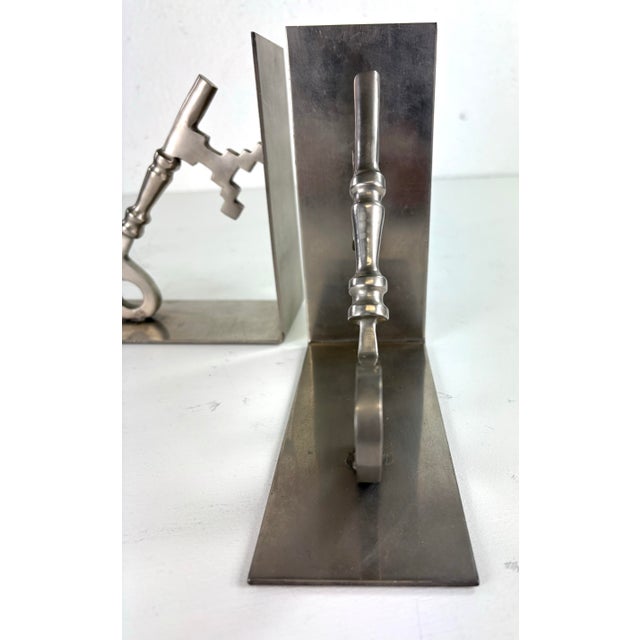 Metal Mid-Century Hand Forged Steel Book Ends For Sale - Image 7 of 8