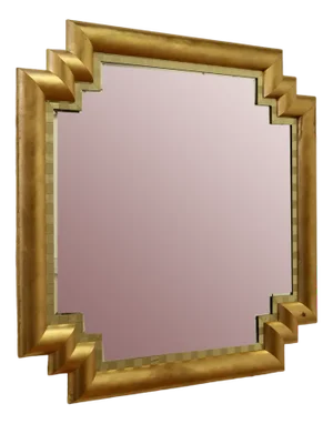 Large French Art Deco Odeon Style Gilt Mirror, 1920s