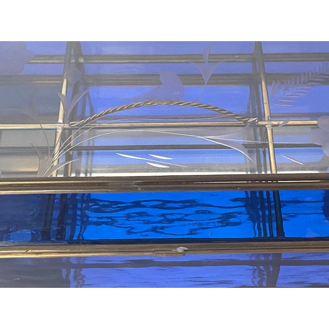 1920s 20 Th C Cobalt Blue Cut Glass 2 Tier Musical Box. For Sale - Image 5 of 7