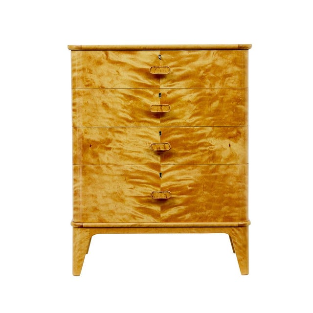 1940s Mid-Century Modern Swedish Birch Chest of Drawers from Bodafors, 1940 For Sale - Image 5 of 11