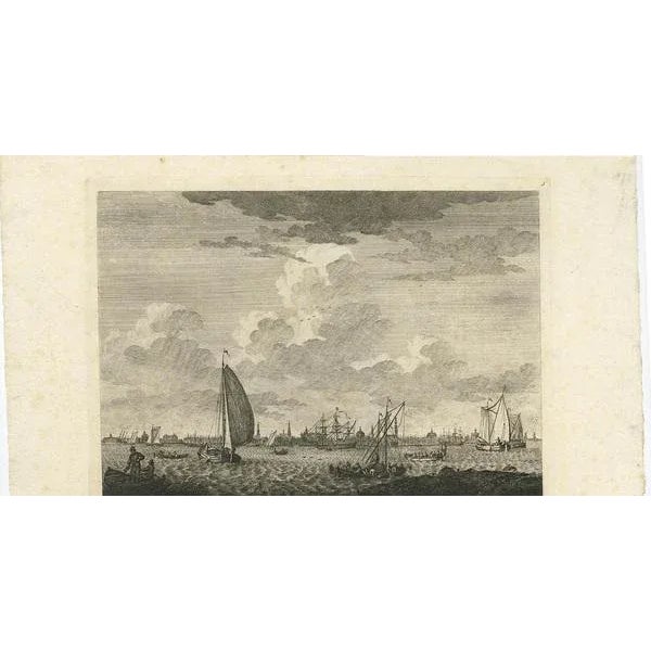 H. Schouten, View of Amsterdam from the IJ Dock, Paper For Sale - Image 3 of 7