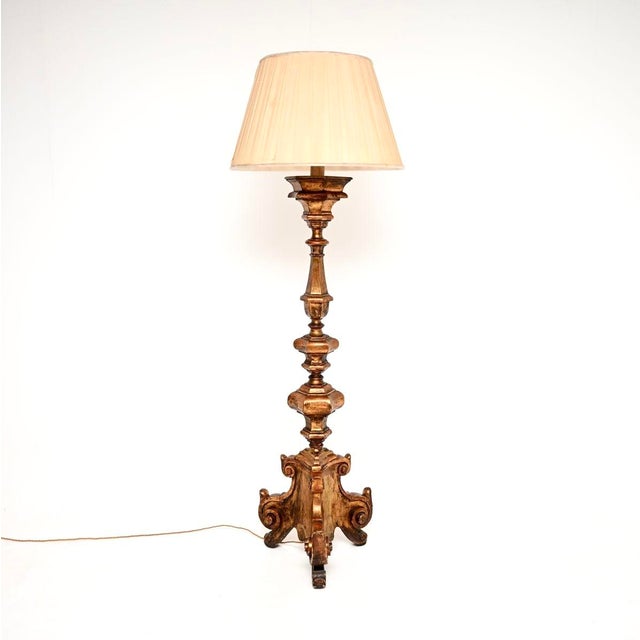Antique Italian Renaissance Style Gilt Wood Floor Lamp, 1920 For Sale - Image 11 of 11
