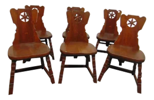 Amana Society Arts & Craft Walnut Dining Chairs - Set of 6