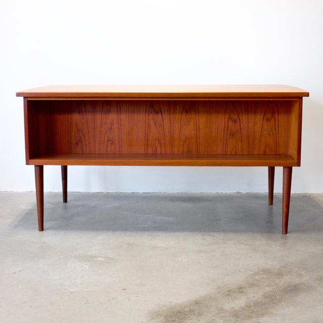 1960s Danish Teak Desk With Curved Sides & Rear Storage For Sale - Image 18 of 18