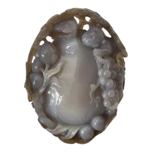 Vintage 1980s Chinese Tongzi Boy Purple Jade Sculpture, Dongyang Dynasty