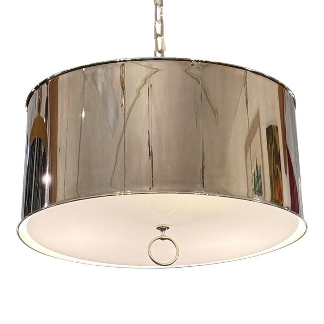 Design Plus Gallery presents a Porter Nickel Light Pendant from Robert Abbey. Combine an elegant polished nickel finish...