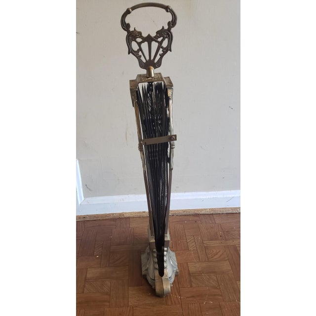 Brass Mid-Century Decorative Crafts French Brass Peacock Foldable Fire Screen For Sale - Image 8 of 10