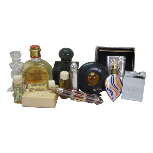 Vintage Lot of 12 Perfume Bottles Decanters Atomizers For Sale