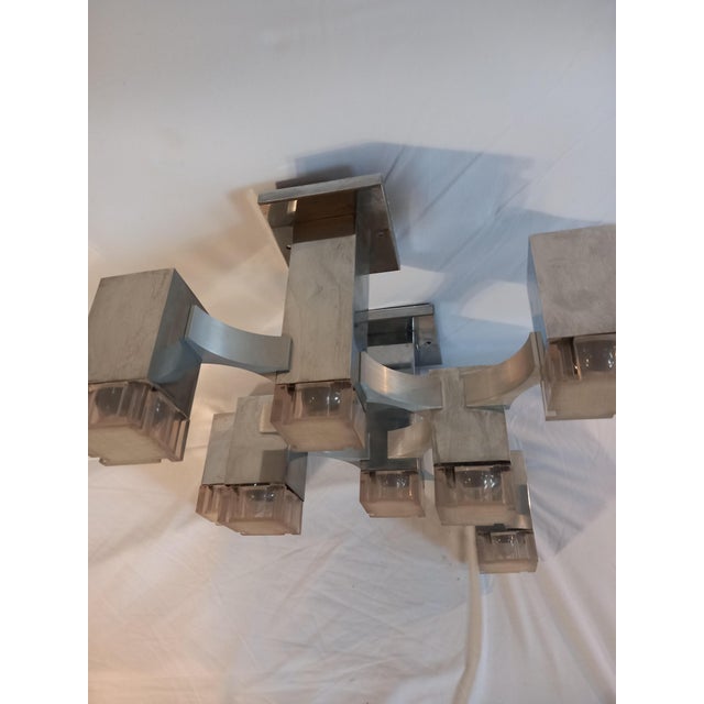 Italian Ceiling Light in Cubic Chrome Metal and Acrylic Glass by Gaetano Sciolari, 1970s For Sale - Image 12 of 16