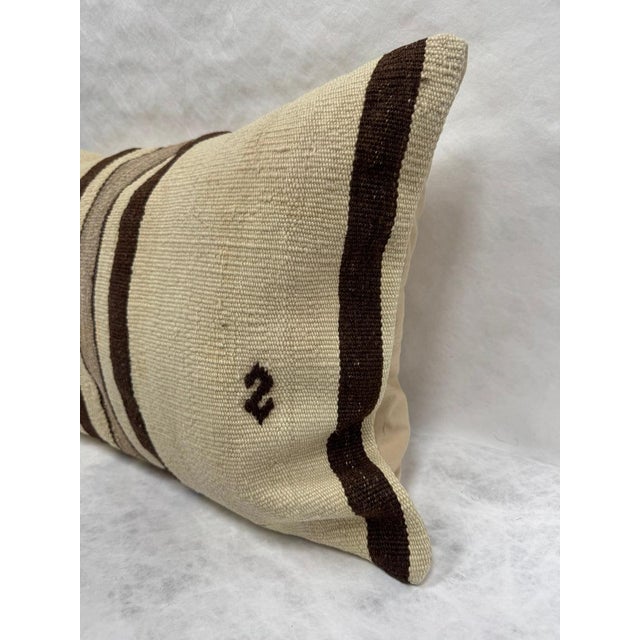 Contemporary Turkish Hemp Pillow Cushion Natural Beige Brown Pillow Cushion Cover 16" x 24" For Sale - Image 3 of 4