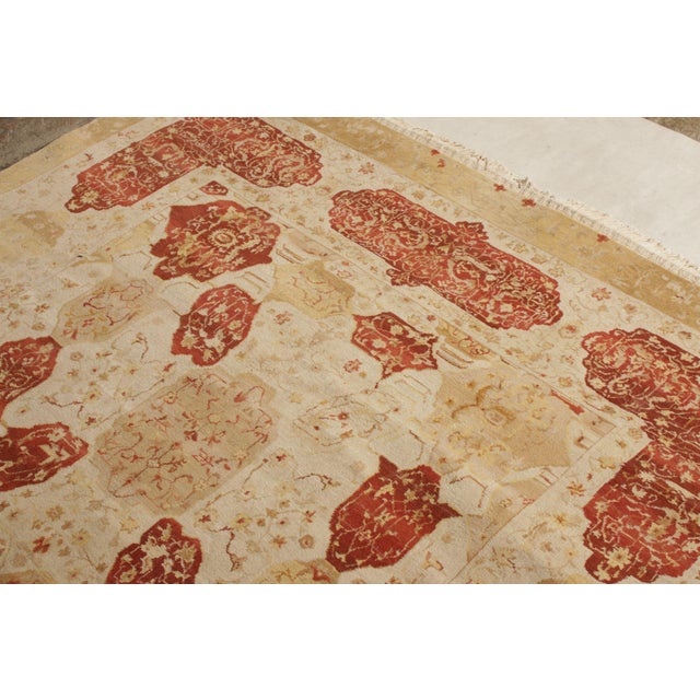 2010s 2010s Rug & Kilim’s Classic Agra Style Rug in Beige-Brown and Red Floral Cartouches For Sale - Image 5 of 6
