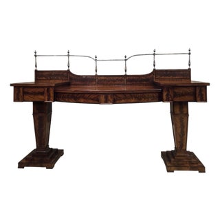 Late 19th Century Monumental Antique English Regency Revival Flame Mahogany Executive Desk For Sale