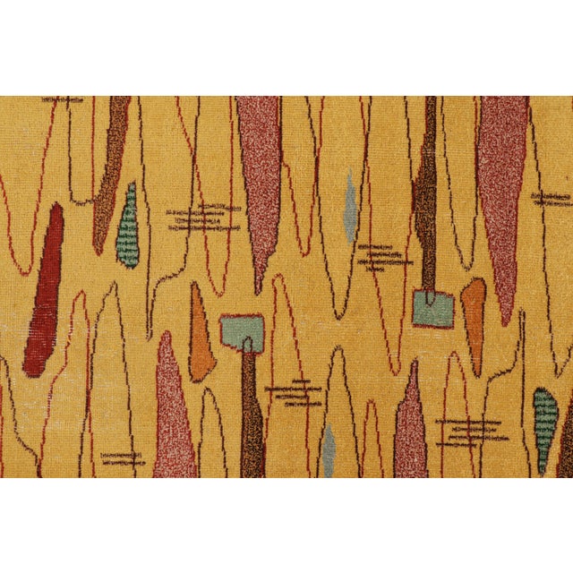 Mid-Century Modern Vintage Zeki Müren Rug in Gold With Geometric Patterns, From Rug & Kilim For Sale - Image 3 of 7
