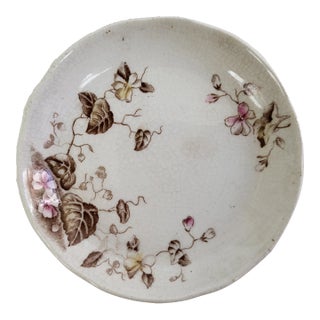 Brown & White Floral Porcelain Ring Dish by Mg Meakin For Sale
