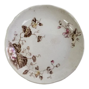 Brown & White Floral Porcelain Ring Dish by Mg Meakin