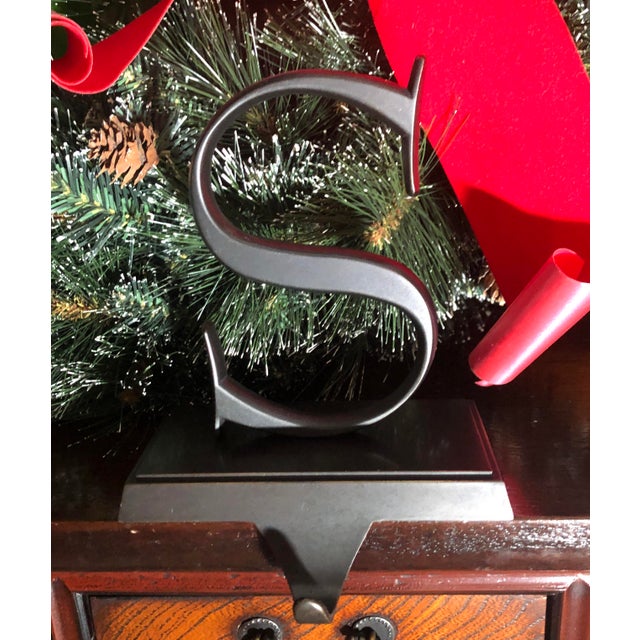 Wish Black Metal Letters Mantle Christmas Stocking Holders Set