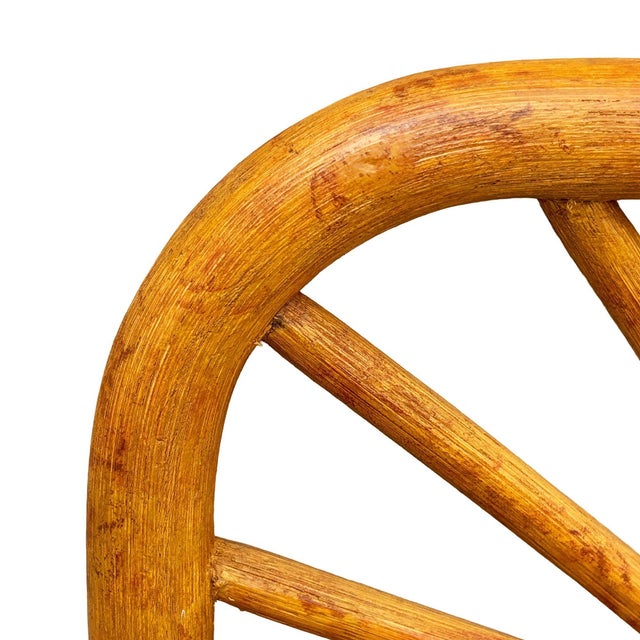 1950s 1950s Restored Single-Strand Fanning Rounded Rattan Wall Mirror W/ Stick Reed Rattan For Sale - Image 5 of 7