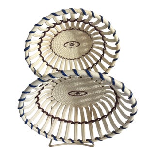 Pair 19th C Leeds English Pottery Chestnut Bowls For Sale