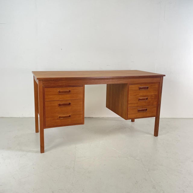 Danish Teak Double Pedestal Desk, 1960s For Sale - Image 10 of 10