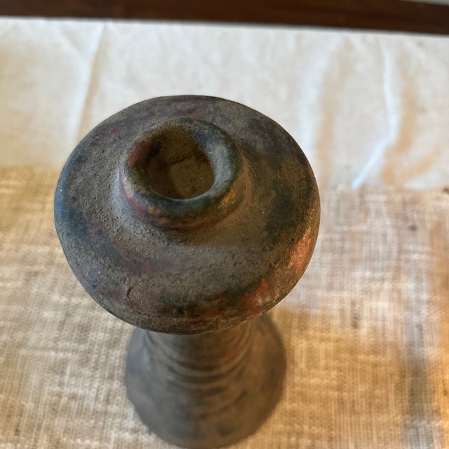 Beautiful large handcrafted Mexican clay candlestick holder in a unique rook (chess piece) shape. This eye-catching piece...