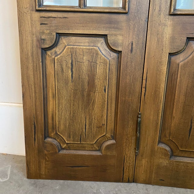 Antique French Four Panel Folding Screen Room Divider With Beveled Glass For Sale - Image 9 of 9