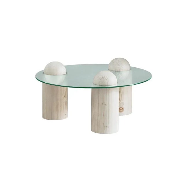 Jonas coffee table by LI-AN-LO Studio Dimensions: ø 90 x 44 cm. Materials: Spruce and clear tempered glass. Clear or...