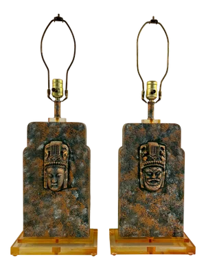 Matching Mid-Century Asian Inspired Table Lamps C.1950 - a Pair