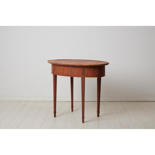 Wood Gustavian Side Table with Oval Table Top For Sale - Image 7 of 11