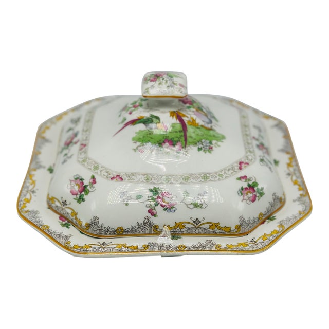 Vintage Chinoiserie Covered Serving Dish For Sale