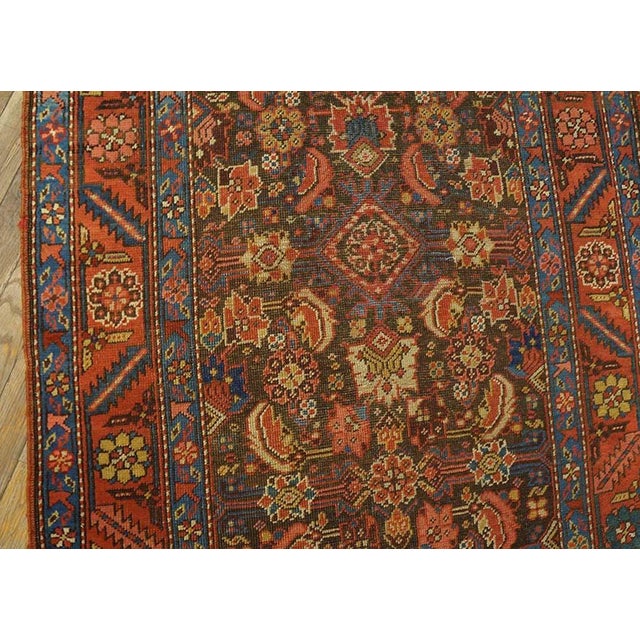 1890s Brown Herati Antique n.w. Persian Bakshaiesh Runner Rug 3'5" X 14'3" Handknotted Wool Carpet For Sale - Image 4 of 6