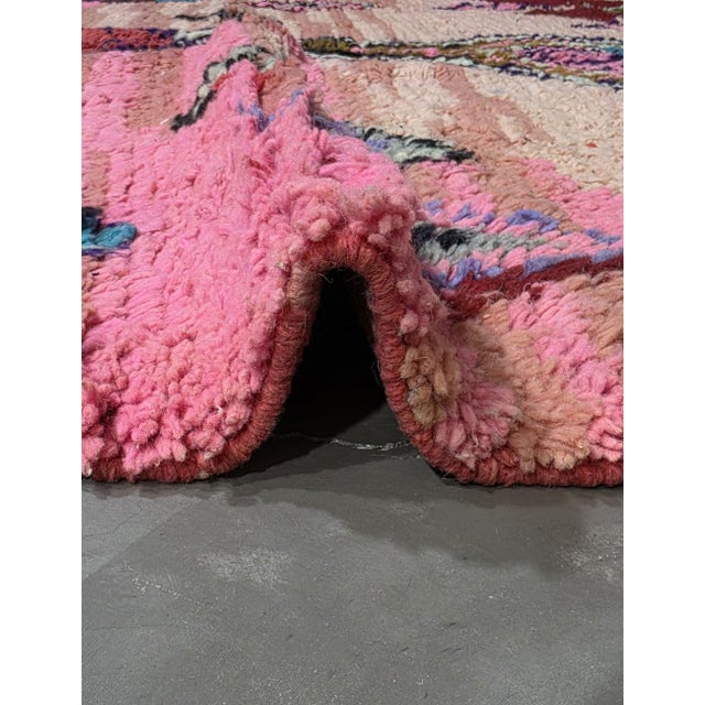 2020s Abstract Pink Moroccan Wool Rug - 9 X 6.9 Ft For Sale - Image 5 of 6