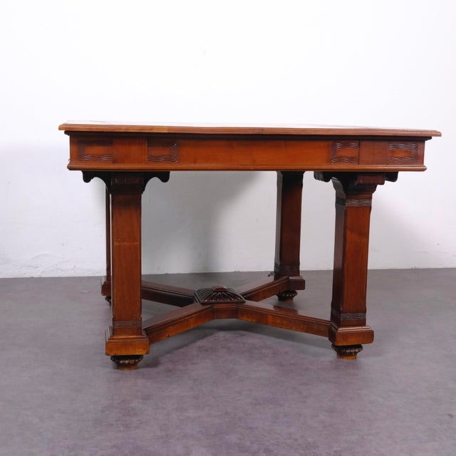Antique Art Nouveau Table in Wood, Early 1900s For Sale - Image 3 of 18