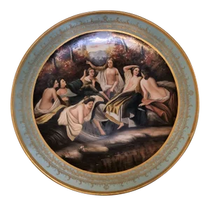 1990s Impressionist Round Decorative Hand Painted Porcelain Plate