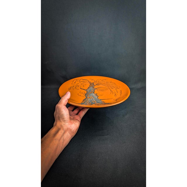 Glazed Ceramic Plate by Jean Marais for Face & Tree Vallauris, 1970 For Sale - Image 6 of 13