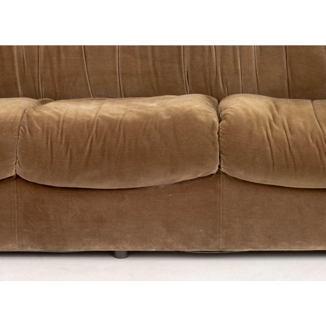 Italian Velvet Upholstered 3-Seat Sofa, 1970 For Sale - Image 4 of 8
