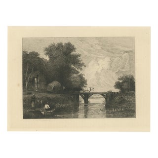 Léon Gaucherel, The Wooden Bridge, 1875, Etching For Sale