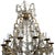 Elegant twelve-light chandelier composed of a hand-wrought gilt iron frame draped with rock-crystal drops, crystal prisms,...