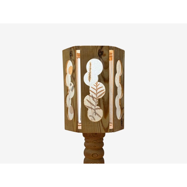 Wood Swedish Modern, Table Lamp, Pine, Fabric, Sweden, 1940s For Sale - Image 7 of 10