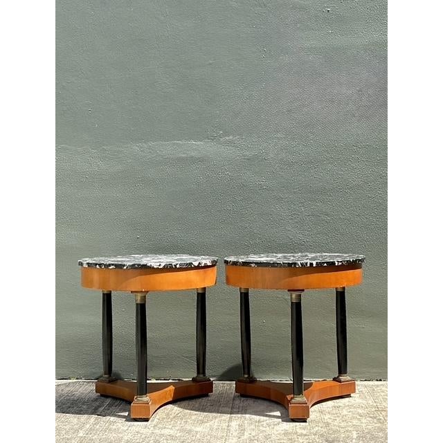 Vintage Italian Neoclassical Stone Top Side Tables - A Pair For Sale - Image 4 of 12