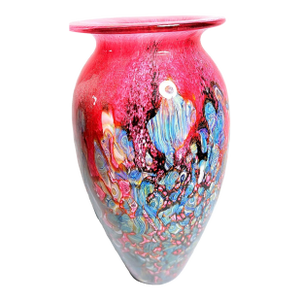 2004 Signed Robert Eickholt Hand-Blown Iridescent Art Glass Vase