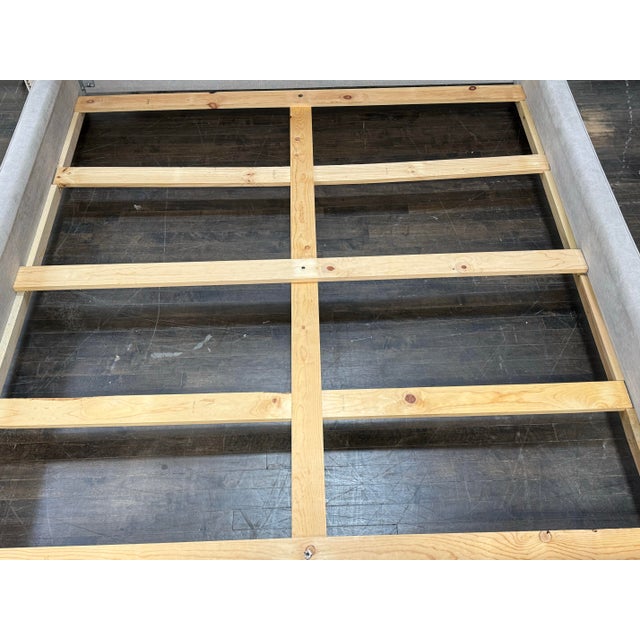 Gray California King Size Restoration Hardware Tufted Wingback Bed Frame For Sale - Image 8 of 12