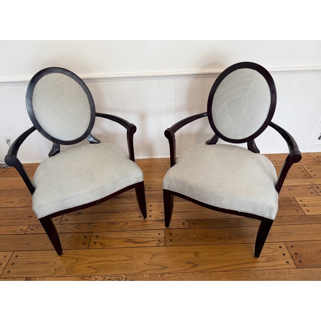 Textile Set of 8 Attributed to Barbara Barry for Baker Dining Chairs For Sale - Image 7 of 12